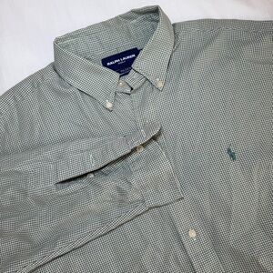 Ralph Lauren Golf Tilden Shirt XL Green Plaid Button Up Long Sleeve Mens Cotton